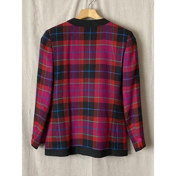 Vintage Petite Sophisticate Secretary Corpcore Career 90s Plaid Blazer Size SP - Picture 2 of 9